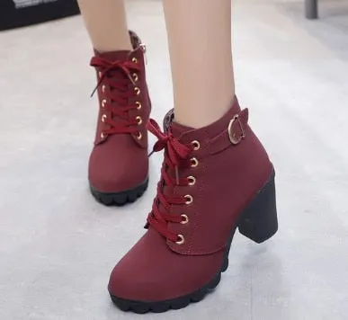 Comemore Women's Heeled Ankle Boots Ladies Autumn Winter Women Shoes High Heels 8.5cm Female Boot Botas De Mujer Plus Size 41 42