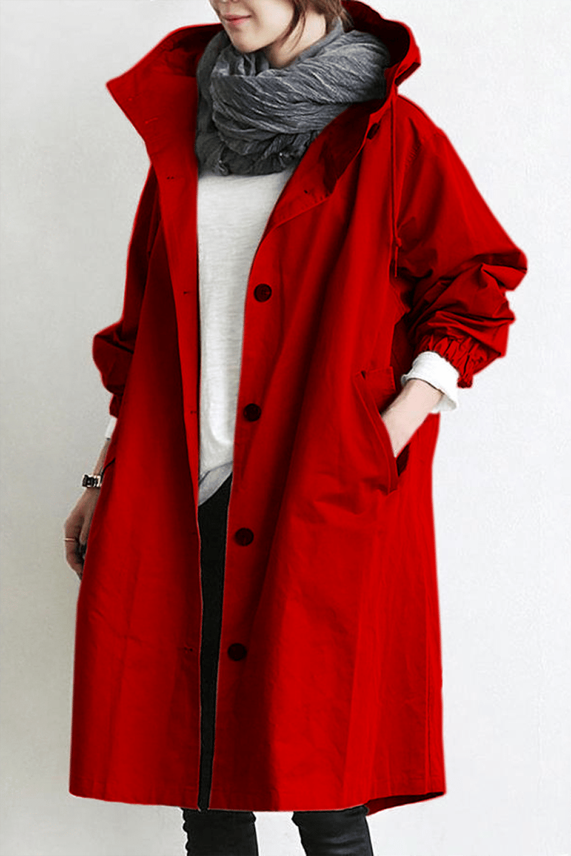 WATER RESISTANT OVERSIZED HOODED WINDBREAKER RAIN JACKET