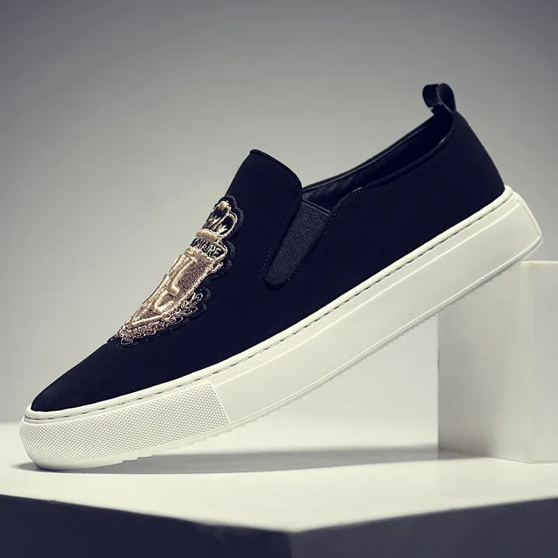 2020 Autumn New Man Leather Casual Shoes Man Fashion Slip-On Man Luxury Embroidery Suede Leather Shoes Trend Loafers