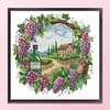 Summer Scene With Wreath-14CT Stamped Cross Stitch 38*36cm/14.96*14.17in
