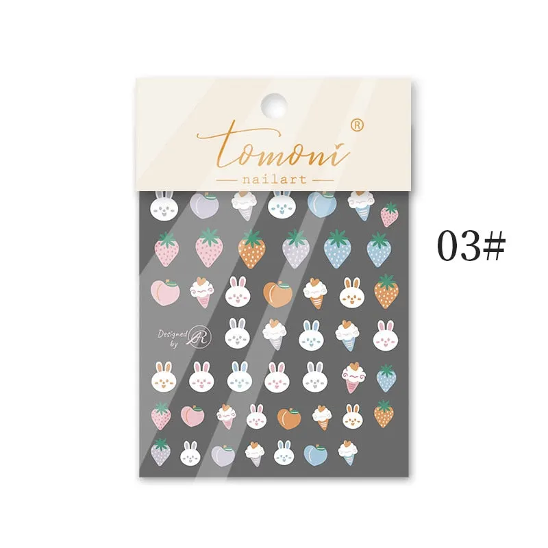 5d Nail Sticker Rainbow Flower DIY Cute White Flower Nail Decals Manicures For Design Sticker Self Adhesive Transfer Foil Decor