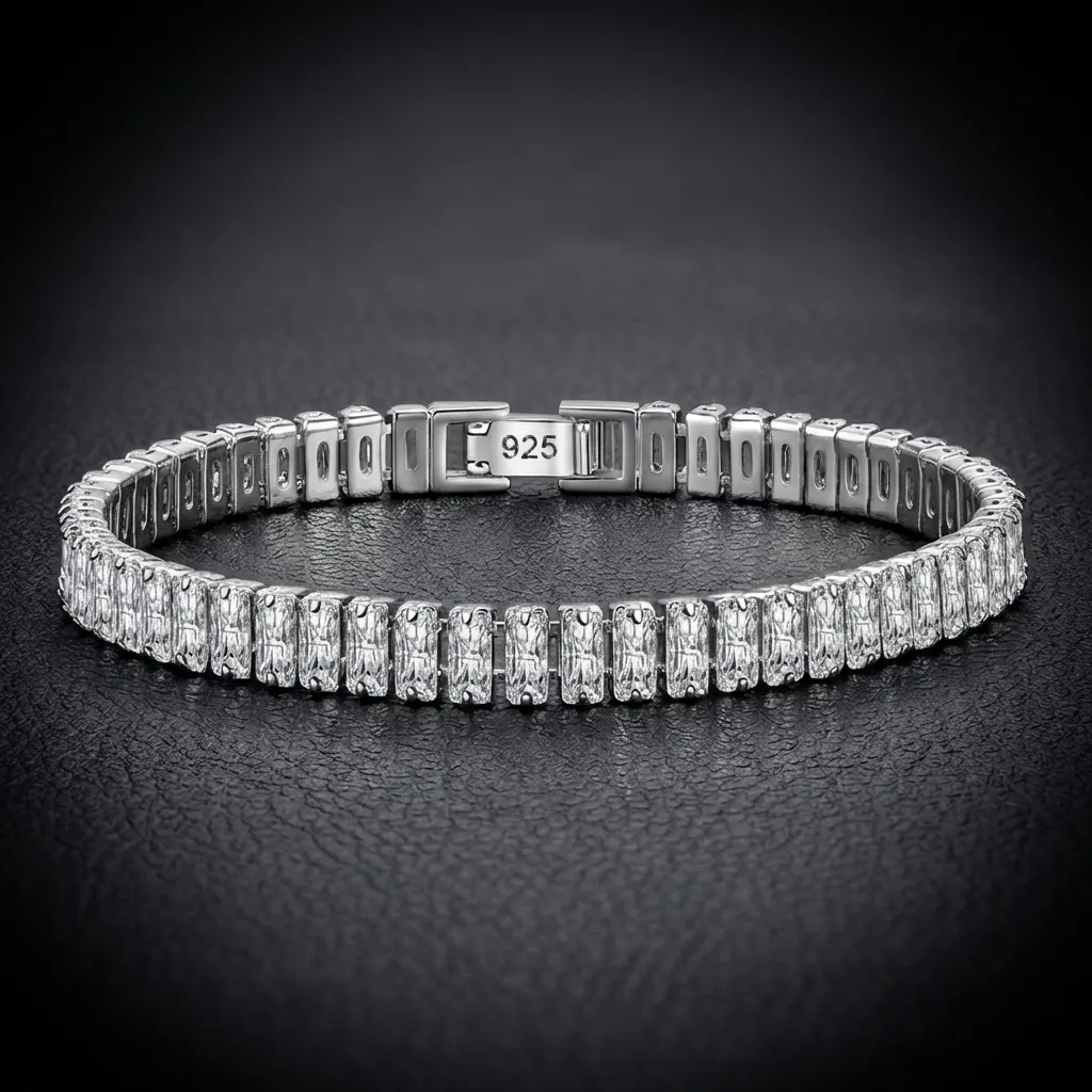 JiStones Lumina Tennis Bracelet | 925 Sterling Silver & Brilliant Zircon Classic 5mm Brilliance-7.0 inches (Standard Fit)