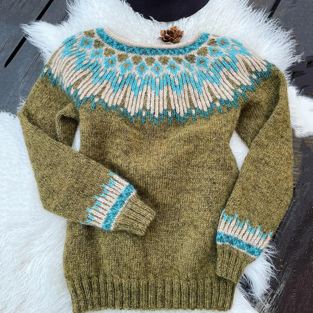 Vintage Icelandic Warm Knitted Jacquard Sweater (Unisex)