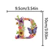 (Double  Sided)DIY Alphabet Flowers Special Shaped Diamond painting keychain