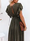 Short Sleeveless V-Back Drawstring Cover-Up Swimwear