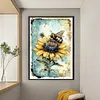 (Big Size)Bee On Sunflower - 11CT Stamped Cross Stitch - 40*60cm - Animal