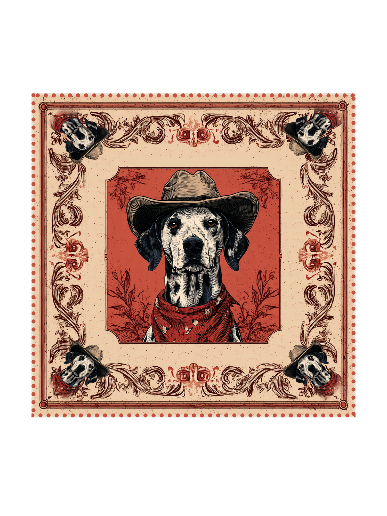 Retro Cowboy Dog- Cotton Bandana