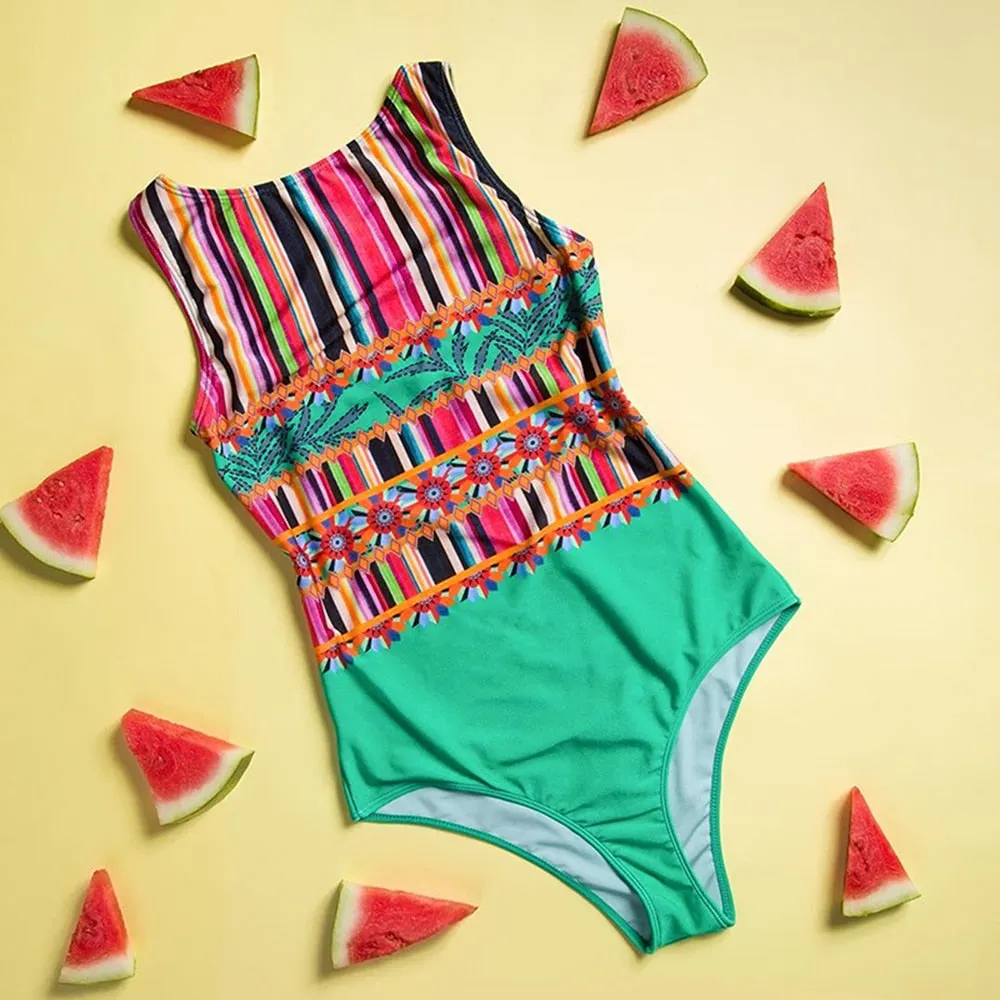 Sexy Print One Piece 2022 Swimsuit Closed Large Size Swimwear Push Up Women Flower Vintage Body Swim Beach Pool Bathing Suit