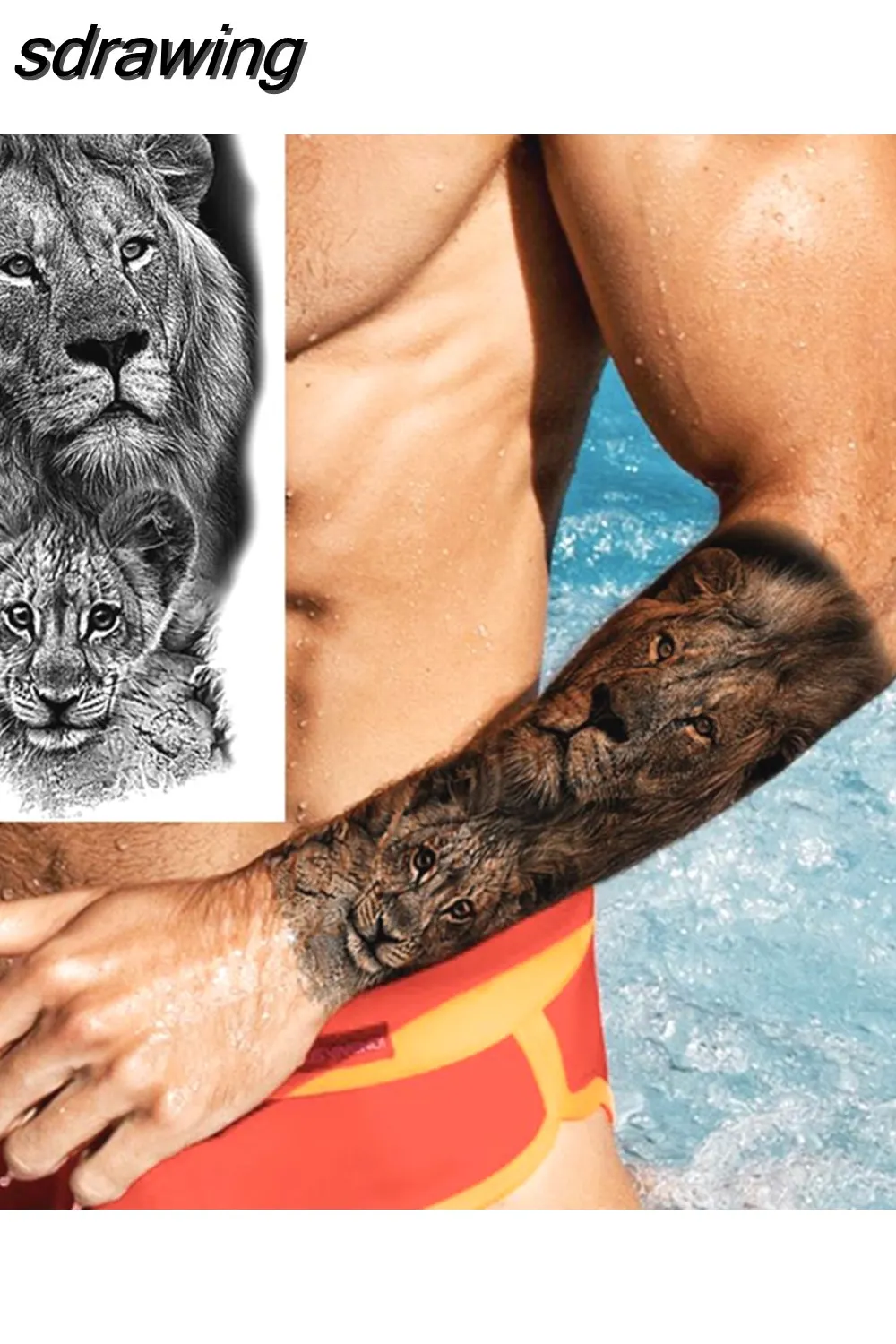 sdrawing Realistic Black Devil Temporary Tattoos For Men Adult Tiger Pirate Skeleton Vampire Fake Tattoo Forearm Scary Tatoo Joker