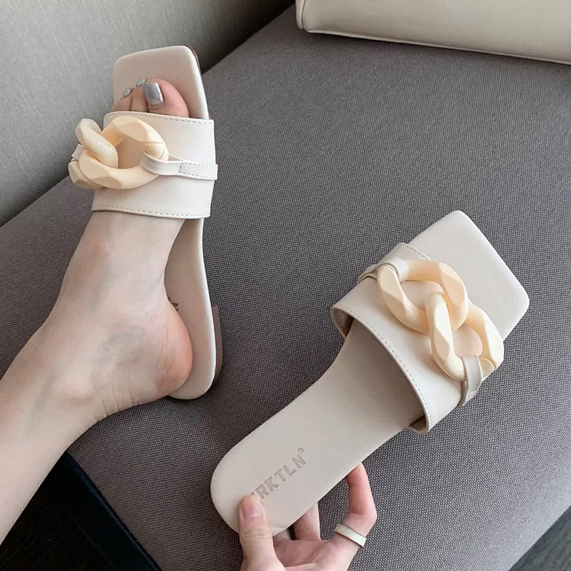 Fashion Summer Ladies Slippers Shoes Flats With Slides Female Outside Flip Flops Casual Shoes Woman Slippers New Shoes For Lady