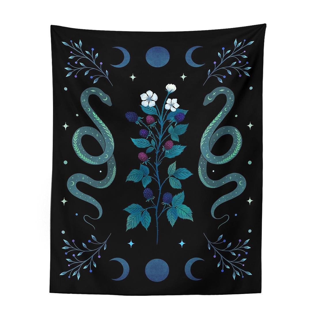 Vintage Moon Phase Wall Hanging Tapestry Mooonlight Green Olive Leaf Black Tapestries Boho Room Art Home Decoration Accessories