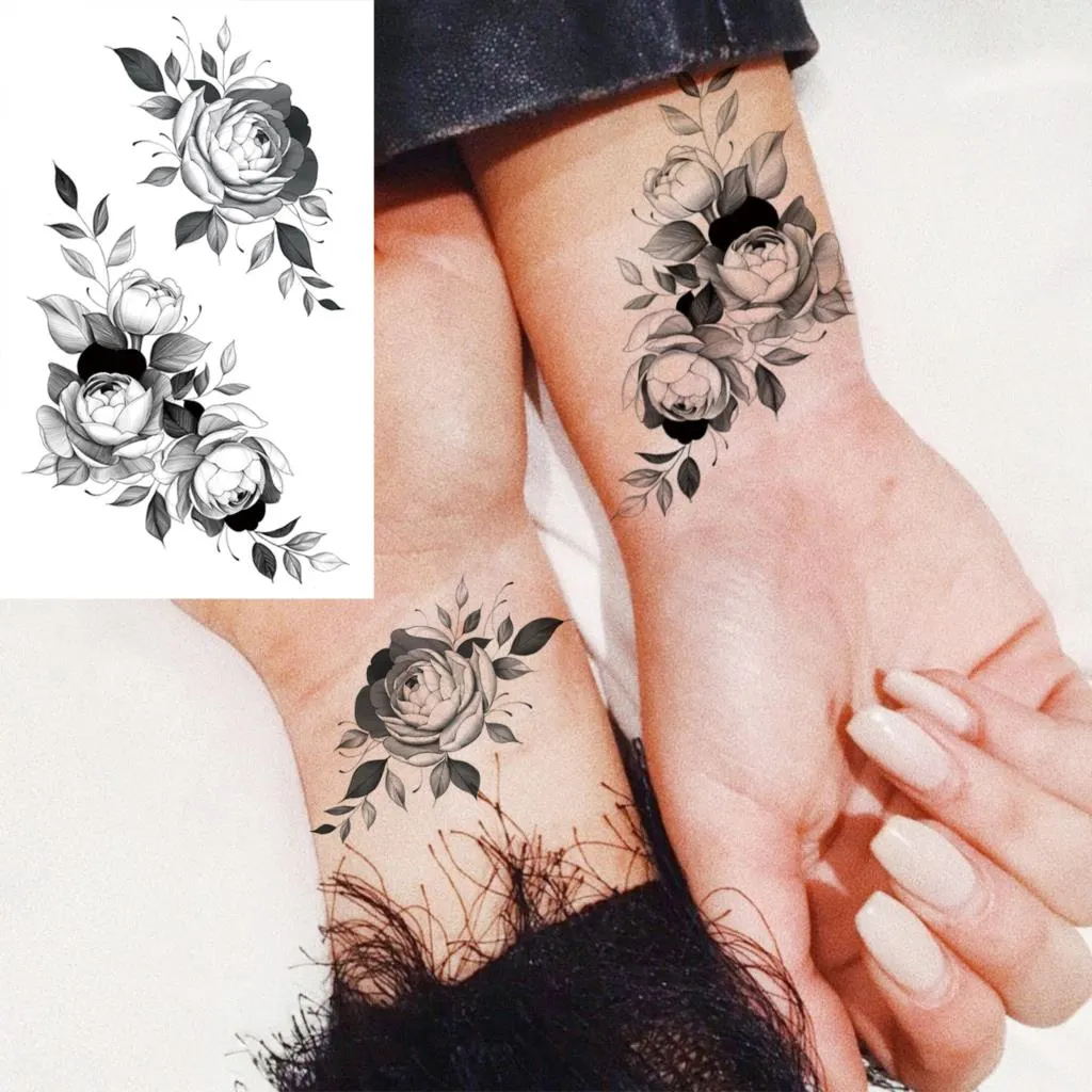 Lotus Mandala Flower Deer Sexy Temporary Tattoos For Women Neck Back Adult Geometric Tribe Fake Tattoo Body Art Waterproof Tatoo