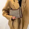 Fashion Plaid Pattern Crossbody Purse Women Woolen Shoulder Bag (Coffee)