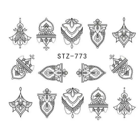 Nail Stickers Water Transfer Necklace Petals Feathers Hanging Flowers Designs Nail Decal Decoration Tips For Beauty Salons-Nail Inspo