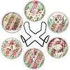 (US Local)6pcs Set Xmas Theme DIY Diamond Painting Coasters Kit with Holder Kit