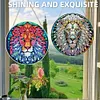 2pcs Diamond Painting 2D Flat Lion Pendant Decor for Home & Windows