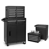 [US Local Warehouse] Large Detachable Toolbox with Double Door & Wheels Sliding Drawers Tool Chest Large Capacity Mechanic Tool Storage Box Metal Tool Cart for Garage Tool Room