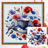 Bird Teacup-14CT Counted Cross Stitch Kit(40x40cm)
