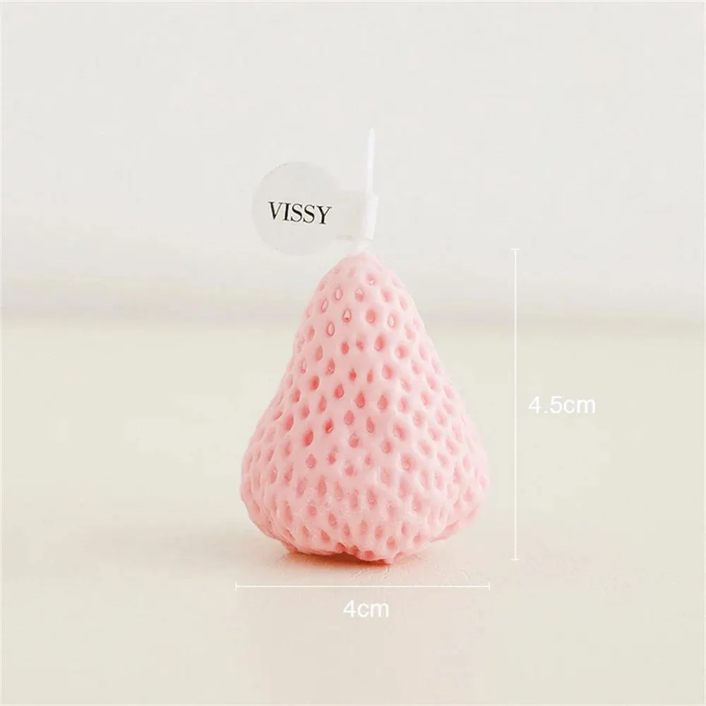 Athvotar 1/4Pcs Strawberry Candles Soy Wax Aromatherapy Scented Candles Cake Toppers for Birthday Party Baby Shower Home Decorations