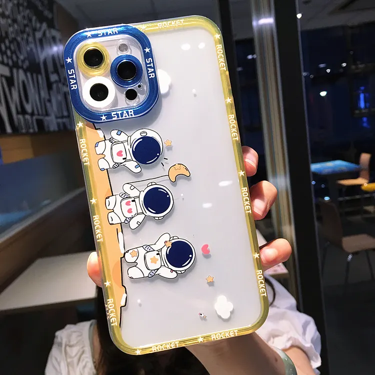 Cartoon Astronaut Clear Phone Case For iPhone