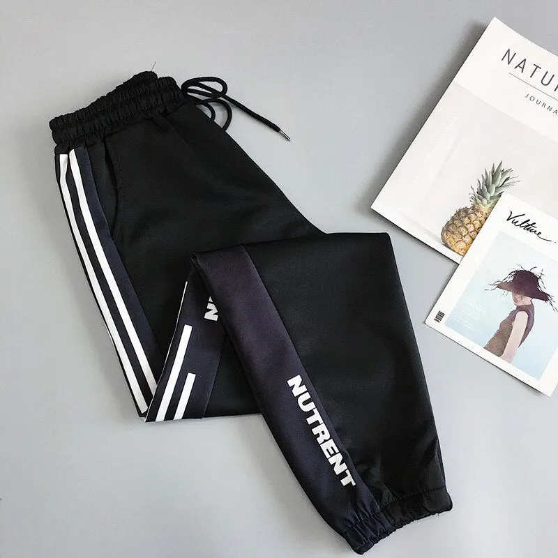 Spring Sport Cargo Pants Plus Size 2XL Letter Embroidery Pants Women High Waist Streetwear Cool Girl Harajuku Hip Hop Pants