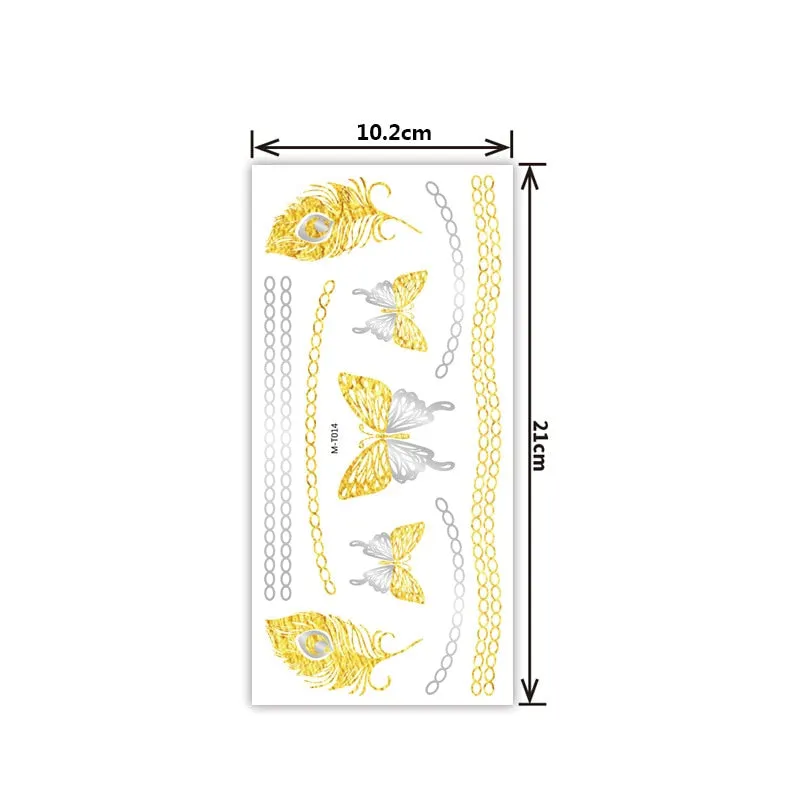 Creative personality exquisite fashion waterproof sweat gold and silver tattoo stickers bronzing and silver tattoo stickers