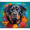 (US Local)Dog with Garland 5D DIY Full Drill Round Big Size Diamond Painting Kit Home Wall Room Decor 40x35cm
