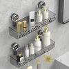 Glacier Pattern Transparent Shower Storage Rack Punch-Free Suction Cup Shelf