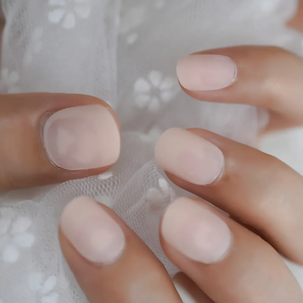 24pcs Press Fake Nail On Finger Tips Short Round Faux Ongles Yellow Blue False Nail With Designs Unas Postizas-Nail Inspo