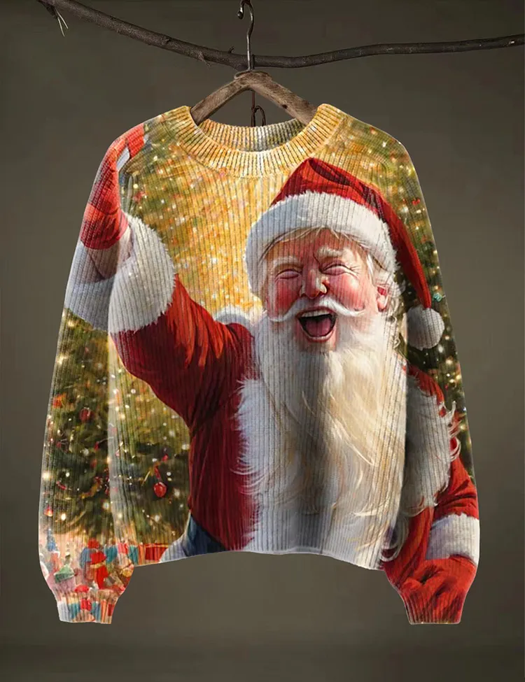 Women's Funny Santa Christmas Art Print Shirt
