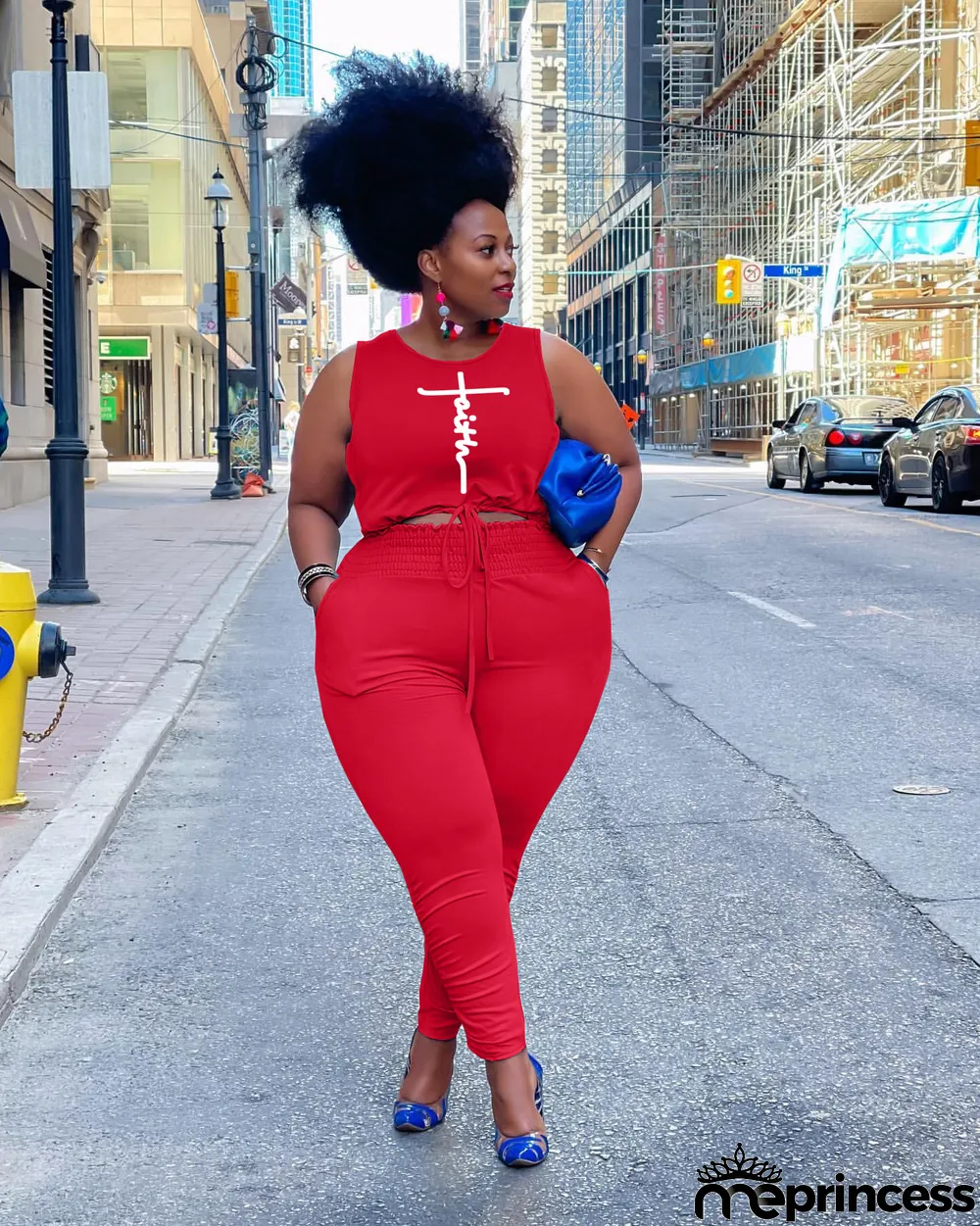 Women's Fashion Spring Summer Letter Print Tank Top Pants Casual Sport Plus Size Two-Piece Set