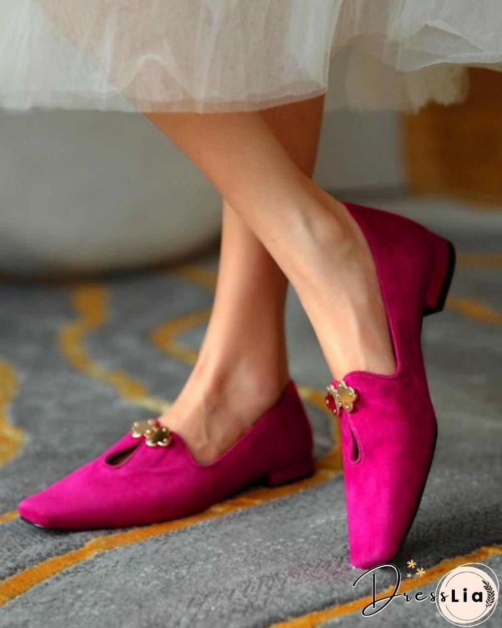 Suede Square Toes Loafers Slip-on