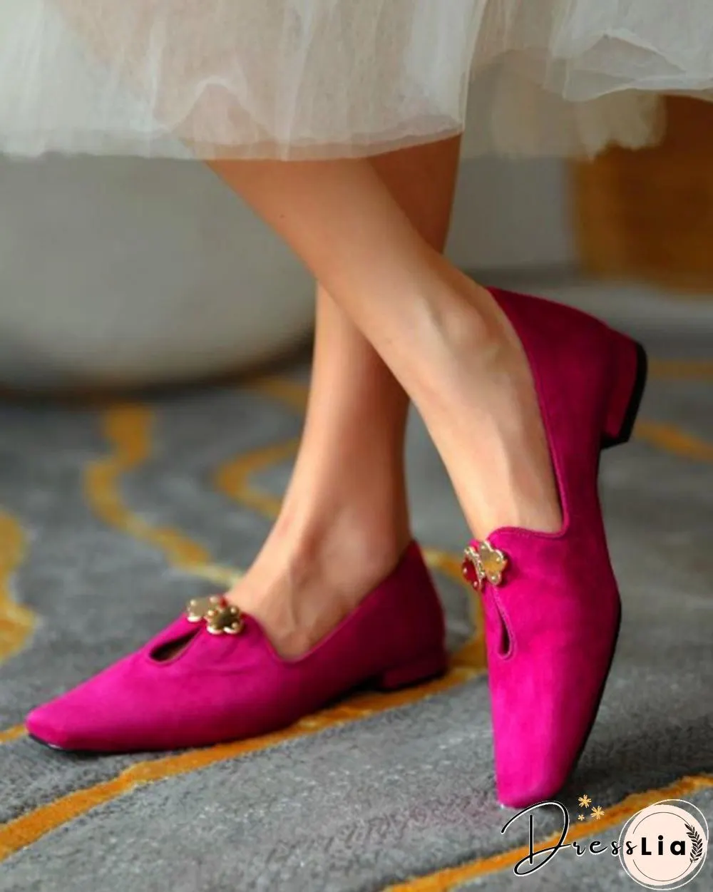 Suede Square Toes Loafers Slip-on