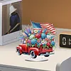 America Flag Car DIY Acrylic Desktop Diamond Art Kit Single-Sided for Home Decor