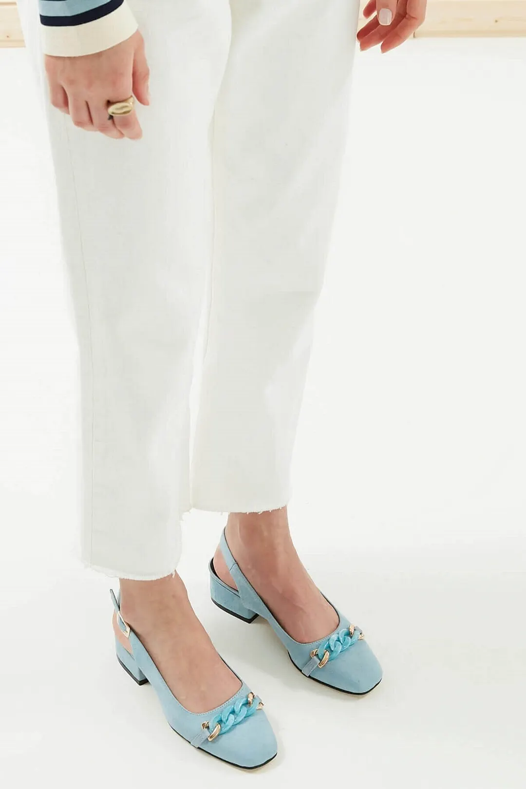 Mio Gusto Brand MONICA, Orange / Black / Blue/Powder, 3Cm Low Heel, fine Quality Women 's Shoes Pumps