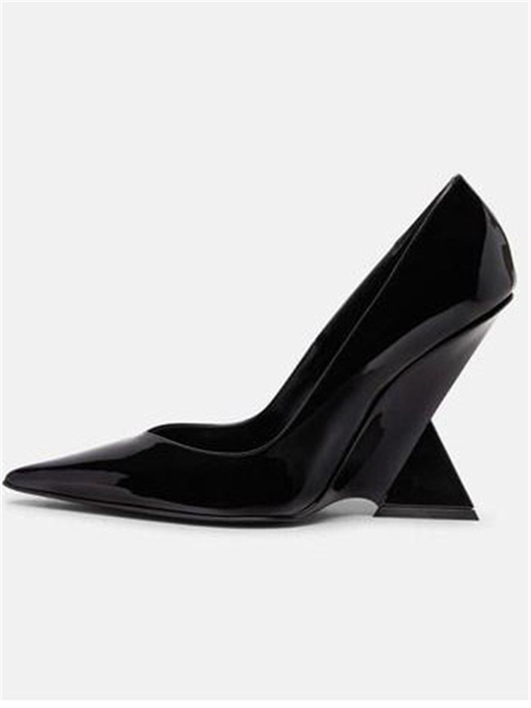 GOOSHOE Strange Heels Women's Sandals Solid Color Pointed Toe High Heels Patent Leather Shallow Pumps Shoes