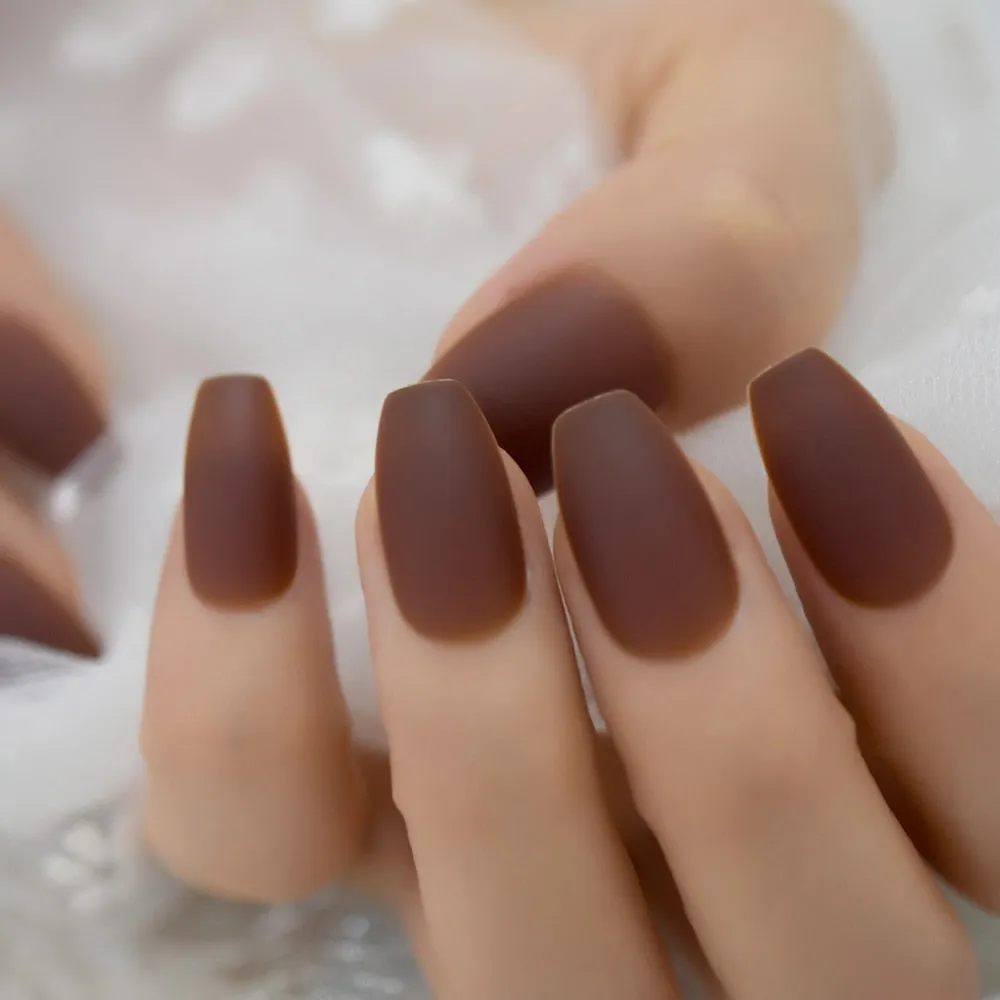 Medium Long Matte Fake Nails White Matt Solid Color Nail Tips Square Acrylic Fignernails 24-Nail Inspo