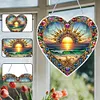 (US Local)(Upgrade Size)DIY Double Sided Effect Diamond Painting Hanging Pendant Kit (Heart Sunrise)