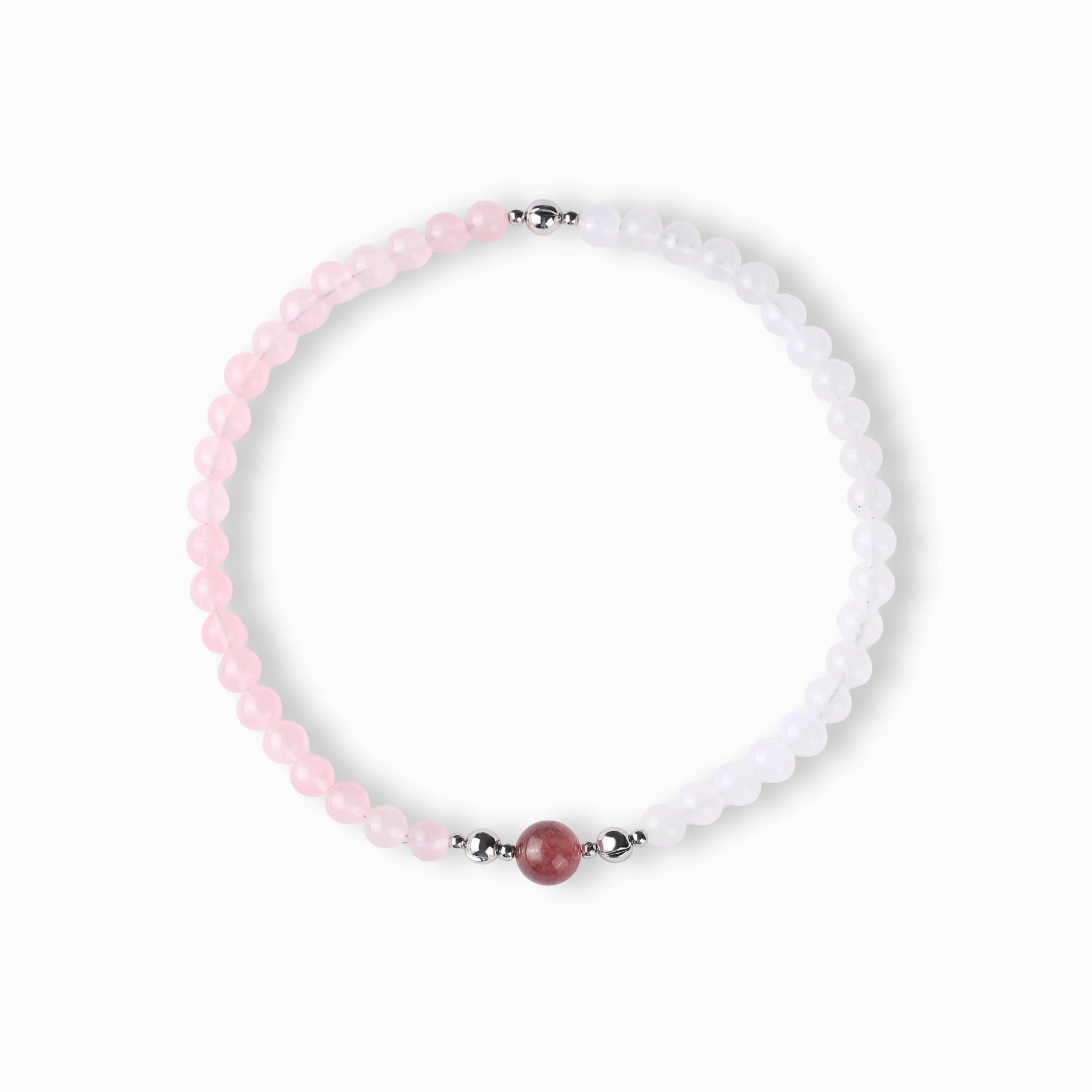 White Jade Rose Quartz Magnetic Necklace Set with modular magnetic styling, product view