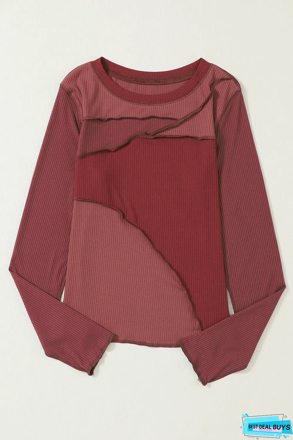 Expose Seam Ribbed Knit Top