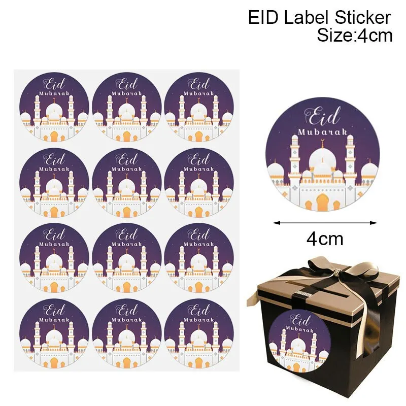 60/120pcs 4cm EID Mubarak Decorations Gift Lable Seal Stickers Islamic Muslim Eid Al Adha Decoration Ramadan Kareem Supplies