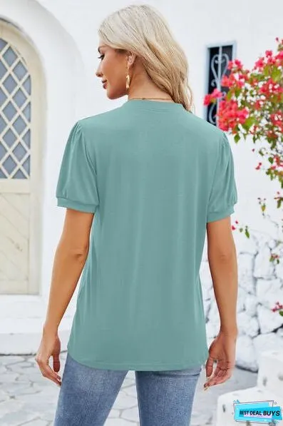 Notched Short Sleeve T-Shirt