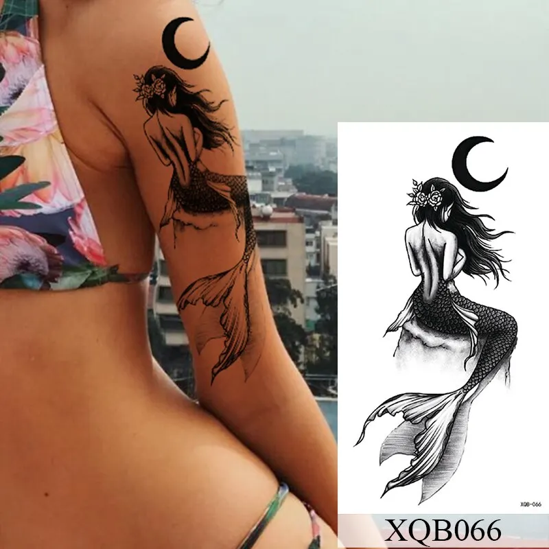 Waterproof Temporary Tattoo Sticker Old School Rose Lotus Flash Tattoos Flower Lace Body Art Arm Fake Tatoo Women Men