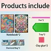 2pcs Flowers Partial DIY 50 Pages A5 Diamond Painting Notebook for Study Home
