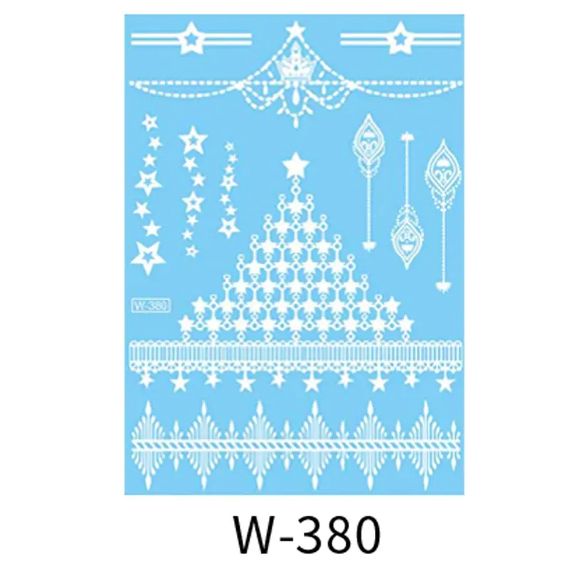 Sexy Henna Mehndi Tattoo White Lace Necklace Flower Water Transfer Temporary Tatoo Sticker Body Art Waterproof for Wedding Beach