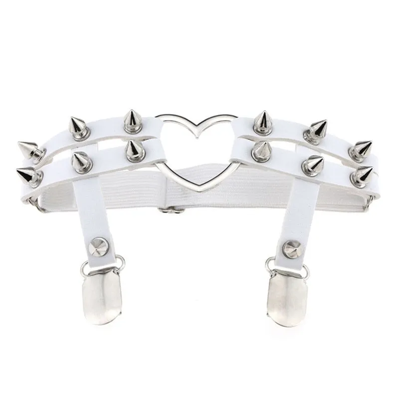 Sexy Leg Ring Garter Harajuku Elasticity Heart Faux Leather Harness Tight Suspender Punk Strap Belts Bondage Gothic Fashion New