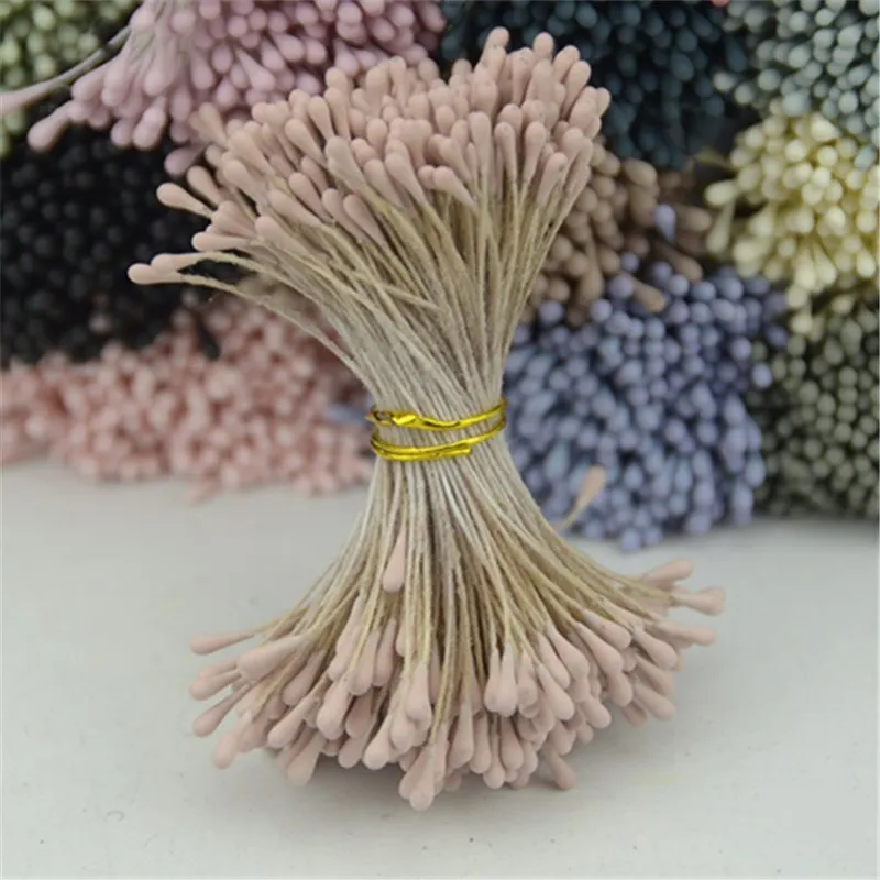 400pcs 1mm Retro Matte Double Heads Mini Flower Stamen Pistil Wedding Decoration DIY Fake Christmas Scrapbooking Gift box craft