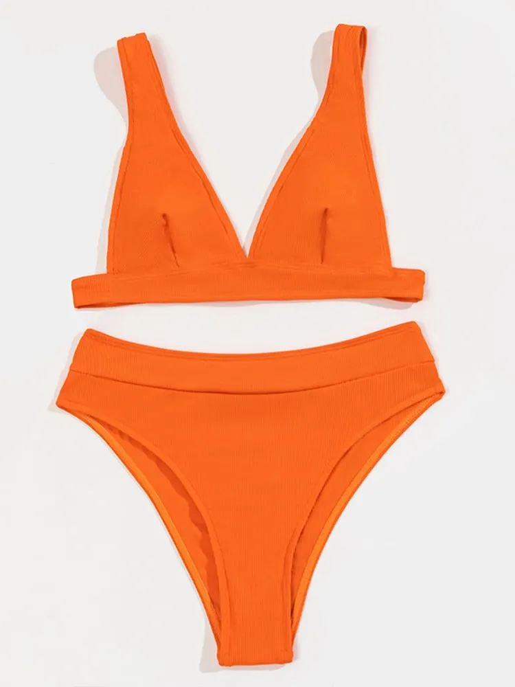 White Color Bikinis Bandeau Swimwear Women Swimsuit Sexy Ruffles Bikini Set Thong Beachwear Summer Bath Suit Hollow Out Biquini