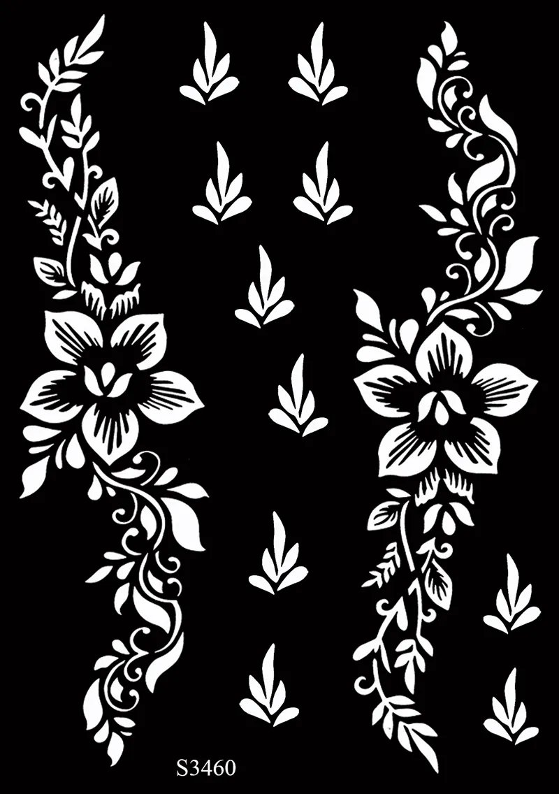 Sdrawing Tattoo Stencils Reusable Painting Stencil for Hand Body Art Flower Temporary Tattoo Template Sleeve Wedding Bride Beauty