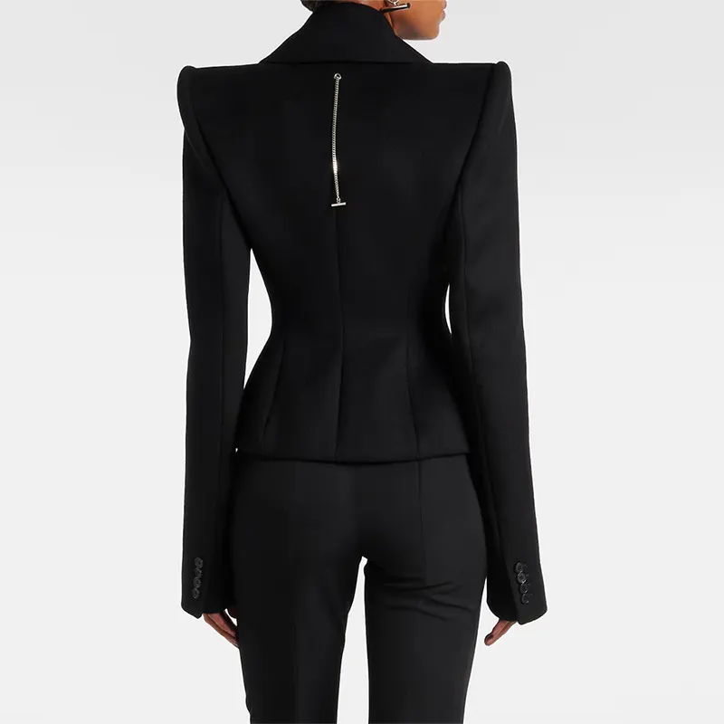 Nigikala Nigikala Early Autumn New Fashion Double Buckle Simple Body Cover Wool Jacket Jacket